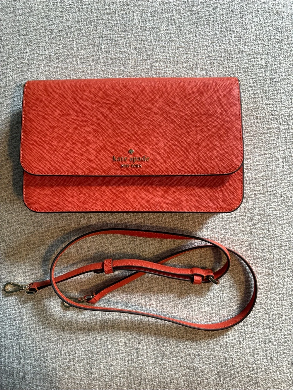 kate spade Coral-Orange Leather Chain Crossbody Bag
